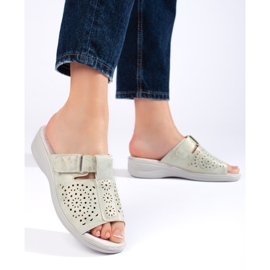 Women's openwork flip-flops with a comfortable wedge grey 2