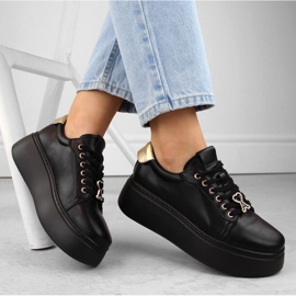 Vinceza W JAN313 black leather platform shoes 1