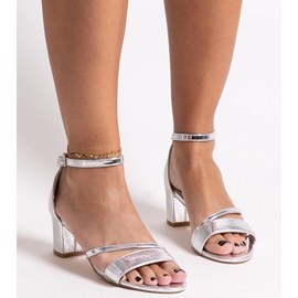 Silver high-heeled sandals with a leather insole by Tida 1