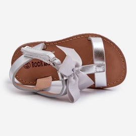 Children's sandals with a Velcro bow, silver Joratia 3
