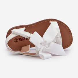 Lacquered children's sandals with a Velcro bow, white Joratia 2