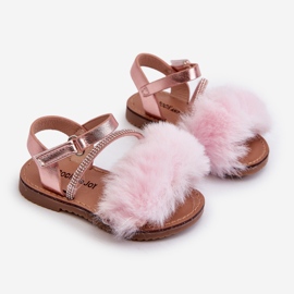 Children's Velcro Sandals With Fur, Pink Rosavere 1 Children's Velcro Sandals With Fur, Pink Rosavere 1