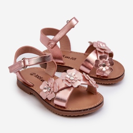 Children's Sandals Decorated with Flowers, Fastened with Velcro, Pink Fagossa 1