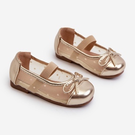 Children's ballerina shoes with a bow, golden Jellema 1