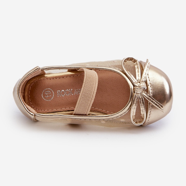 Children's ballerina shoes with a bow, golden Jellema 2