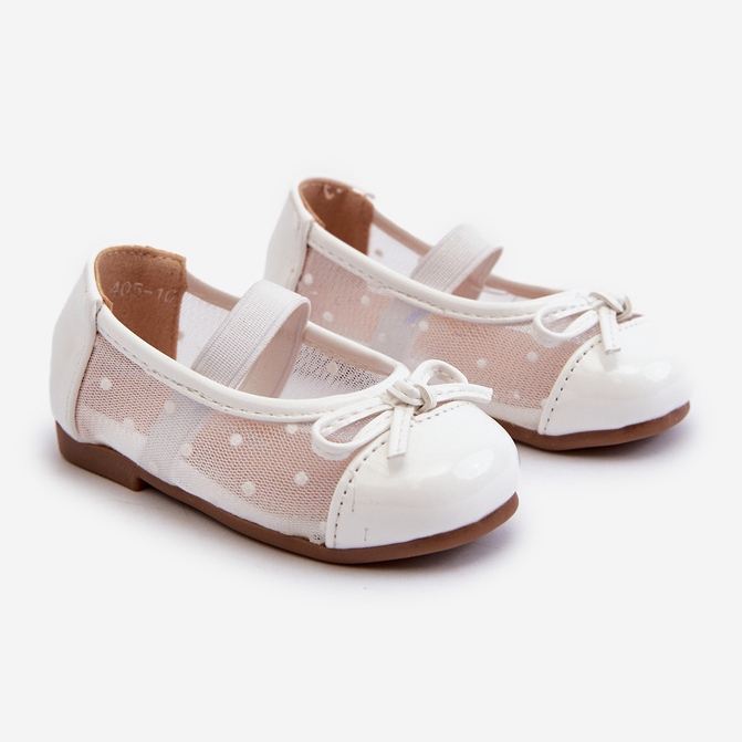 Children's ballerina shoes with a bow, white Jellema 1 Children's ballerina shoes with a bow, white Jellema 1