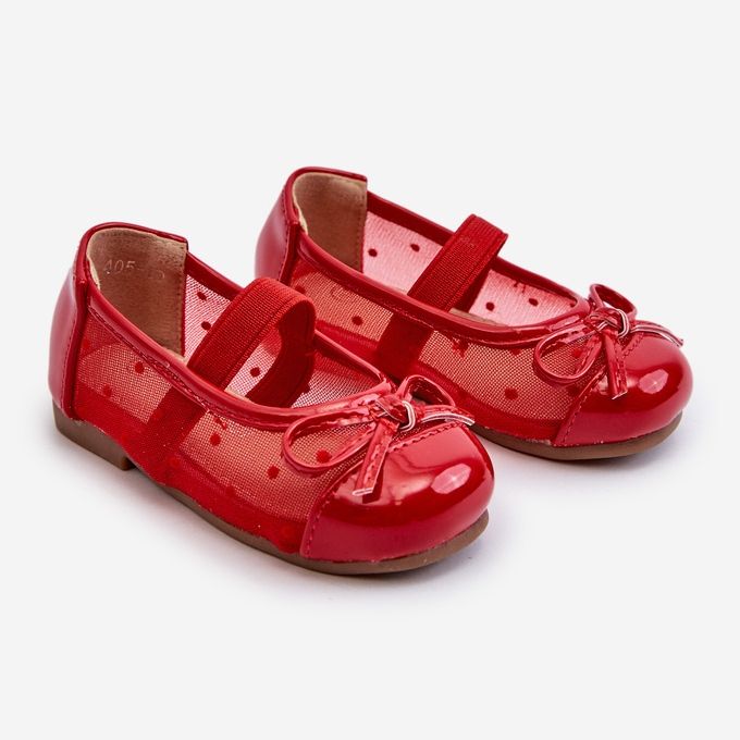 Children's ballerina shoes with a bow, red Jellema 2 Children's ballerina shoes with a bow, red Jellema 2