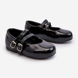 Patent leather children's ballet flats with straps, Black Margenis 1 Patent leather children's ballet flats with straps, Black Margenis 1