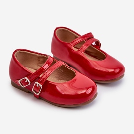 Patent leather children's ballerina shoes with red Margenis straps 1