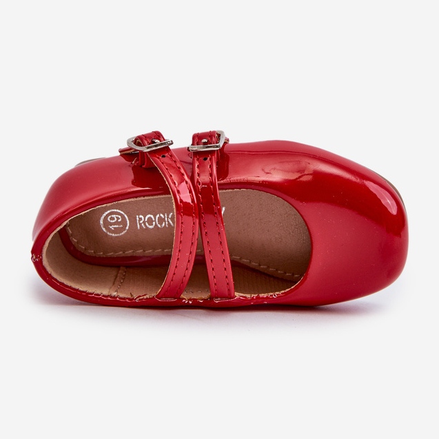 Patent leather children's ballerina shoes with red Margenis straps 2