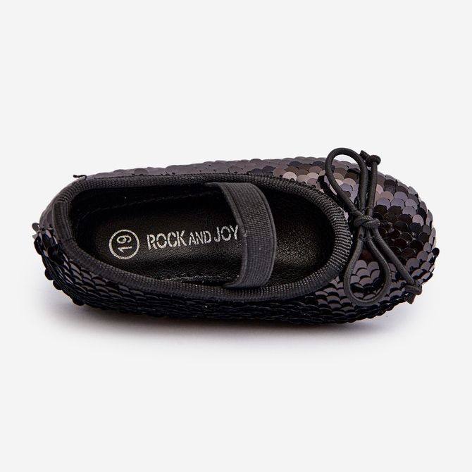Children's ballerina shoes decorated with sequins, Black Weries 2 Children's ballerina shoes decorated with sequins, Black Weries 2