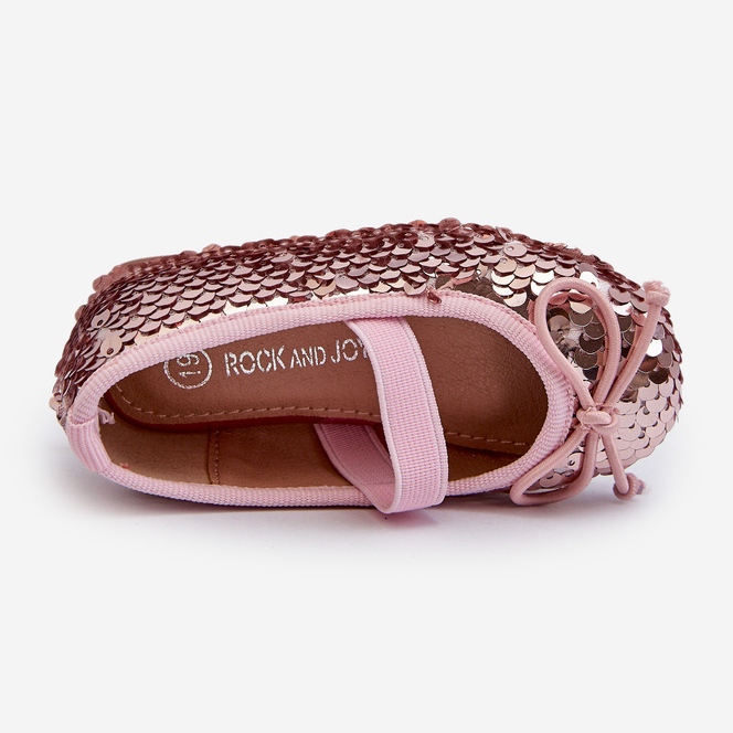 Children's ballerina shoes decorated with sequins, pink Weries 1