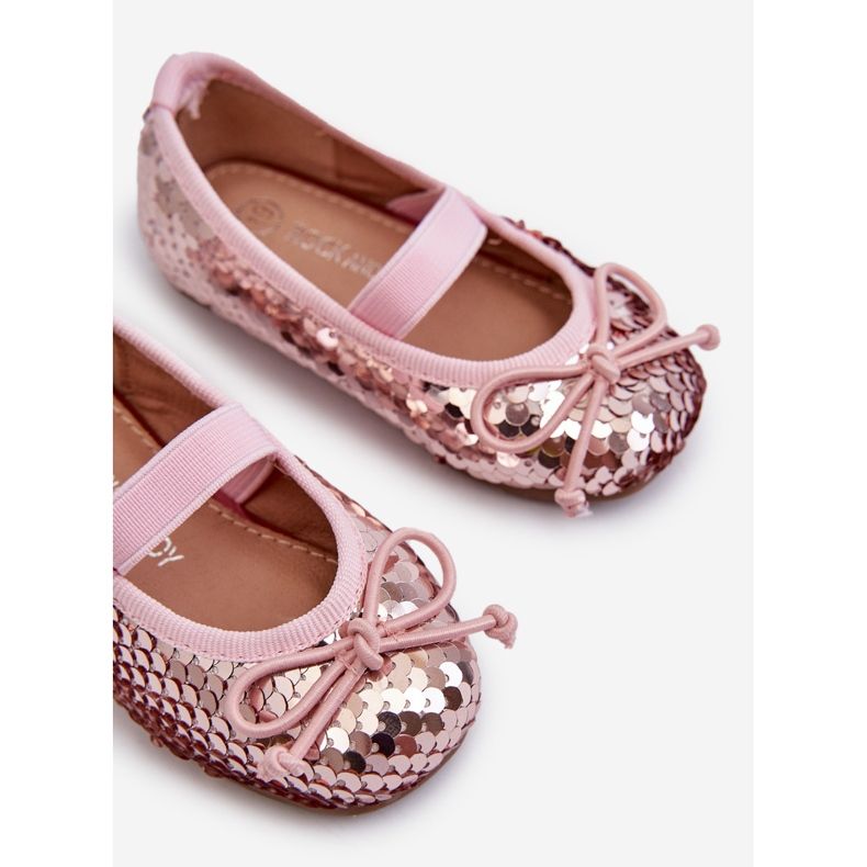 Children's ballerina shoes decorated with sequins, pink Weries 2