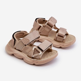 Children's sandals with Velcro fastening, Beige Orretta 1