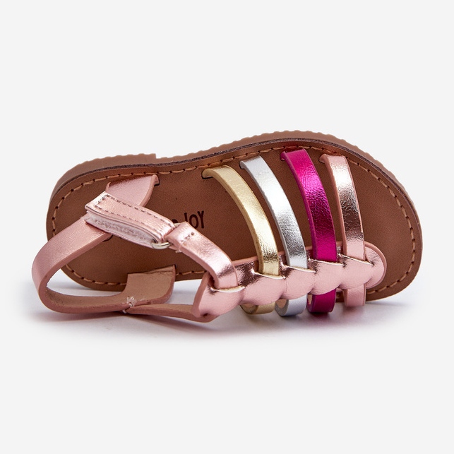 Children's Gladiator Sandals Fastened with Velcro, Multicolor Radovia pink 1