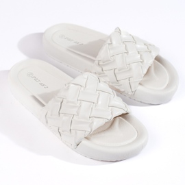 Women's white braided slippers 1