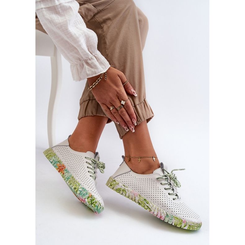 S.Barski Women's Lace Shoes Made of Natural Leather, White Farnalea 2