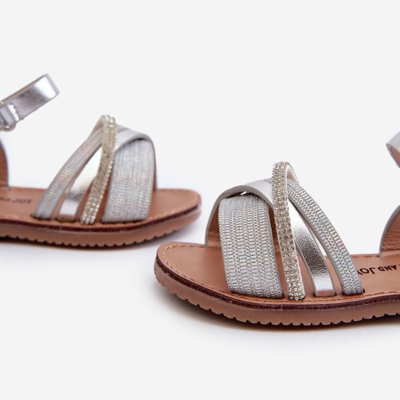 Shiny Children's Silver Velcro Sandals Delphina 2