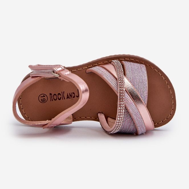 Shiny Children's Velcro Sandals, Pink Delphina 2