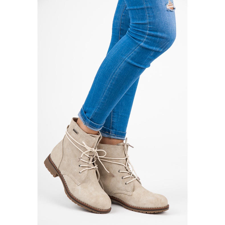 Juliet Beige ankle boots with flat heels 2