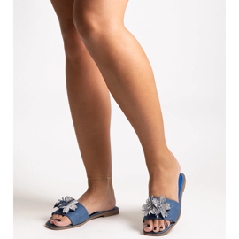 Blue flip-flops with a Vendula zircon flower 1 Blue flip-flops with a Vendula zircon flower 1