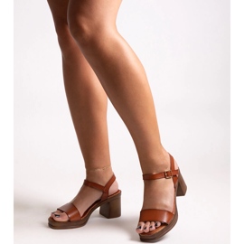 Brown sandals on a massive Ghana block heel 1