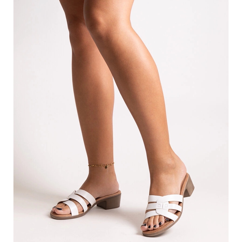 Lidiene white high-heeled mules 1