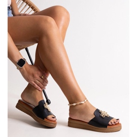 Black platform slides with a Nibal buckle 1