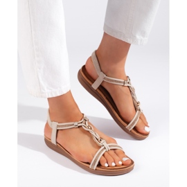 Women's beige slip-on sandals 2
