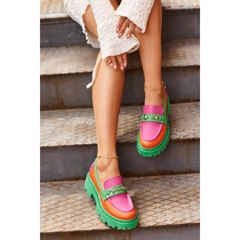 Zazoo 3476 Women's Leather Moccasins, Green multicolored 2