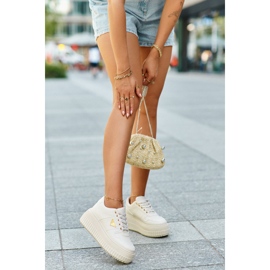 Women's Sneakers Made of Eco Leather on a Massive Platform, Light Beige by Christin 1