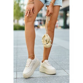 Women's Sneakers Made of Eco Leather on a Massive Platform, Light Beige by Christin 2
