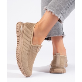 Brown textile women's sneakers 1