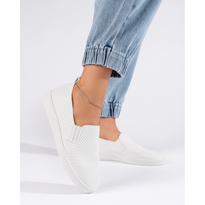 Women's openwork, light white slip-on 1