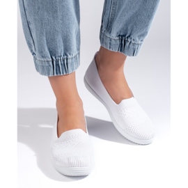 Women's white fabric slip-on 1