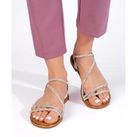 Women's white glitter sandals 1