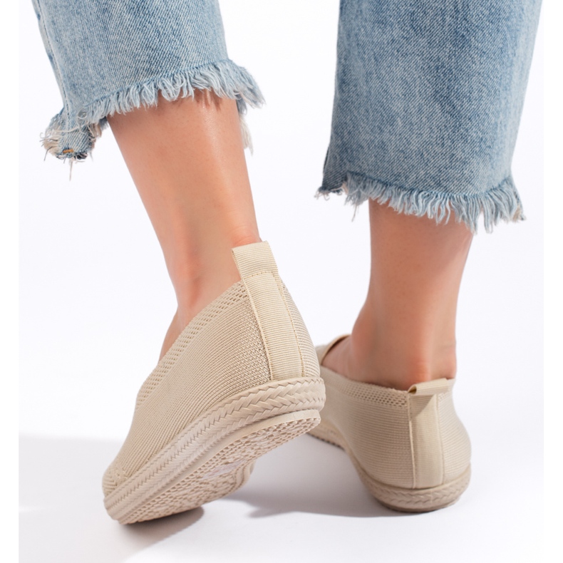 Women's beige fabric slip-on 2