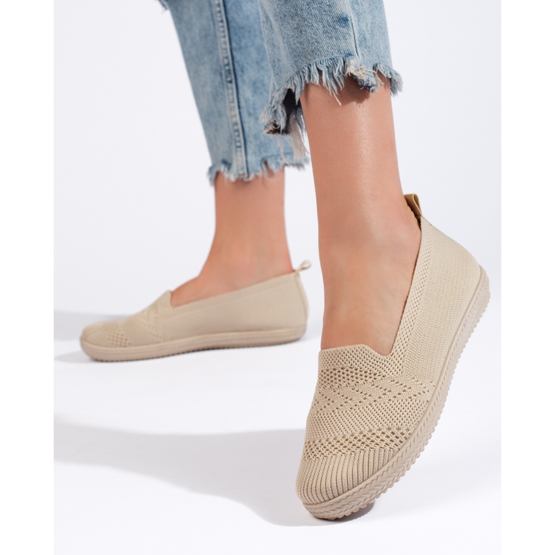 Women's beige fabric slip-on 1