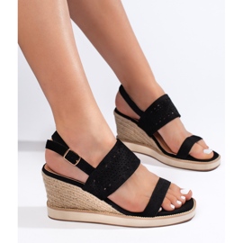 Black women's wedge sandals 1