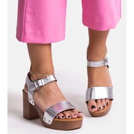 Silver massive Adilar high-heeled sandals 1