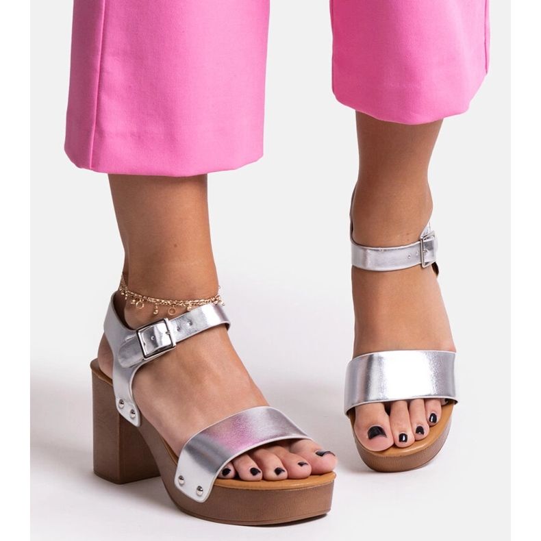 Silver massive Adilar high-heeled sandals 1 Silver massive Adilar high-heeled sandals 1