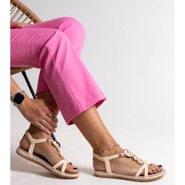 Beige sandals with Mimosa stones 1