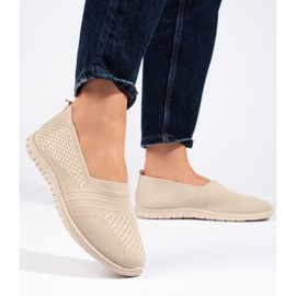 Beige sports slip-on shoes 1