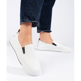 Women's white openwork sneakers 3