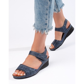 Blue women's sandals with velcro 1