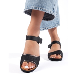 Black women's sandals with velcro 1