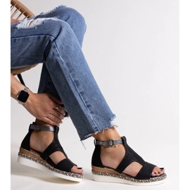 Tiuma black low wedge sandals 1