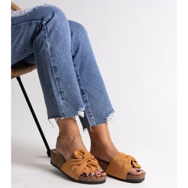 Brown slippers with a cork Ghaza wedge 1