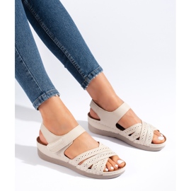 Women's beige velcro sandals 1