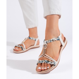 White knitted flat sandals 1